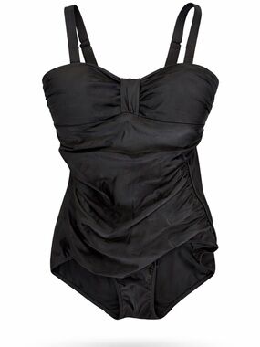 Belle Curve Black One Piece Swimsuit Ruched Size 18